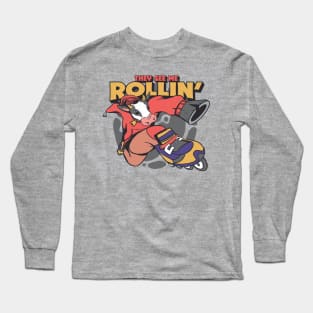 They See Me Rollin' // Funny Rollerblading Cow Long Sleeve T-Shirt